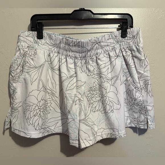 Columbia Floral Print White Athletic Shorts with Built in Bike Shorts XL - Picture 2 of 16